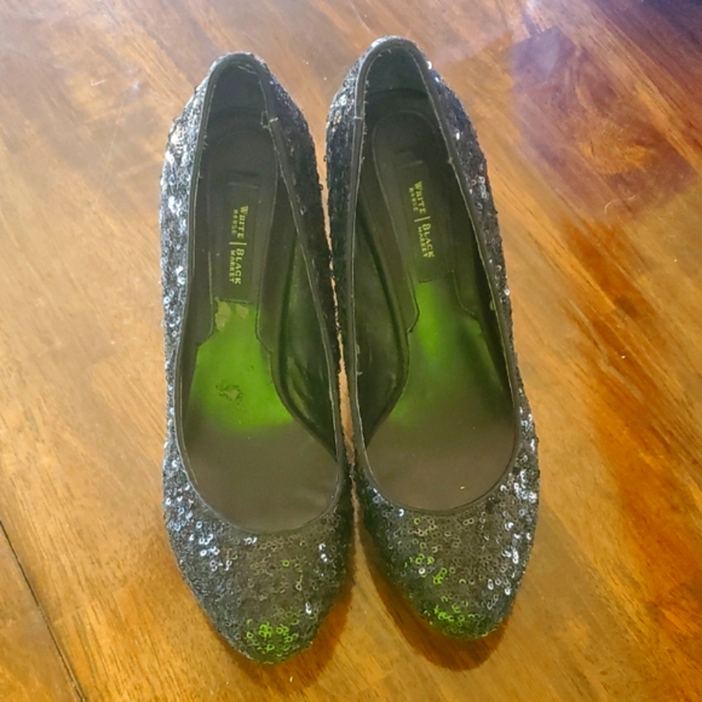 Black Sequin Pumps